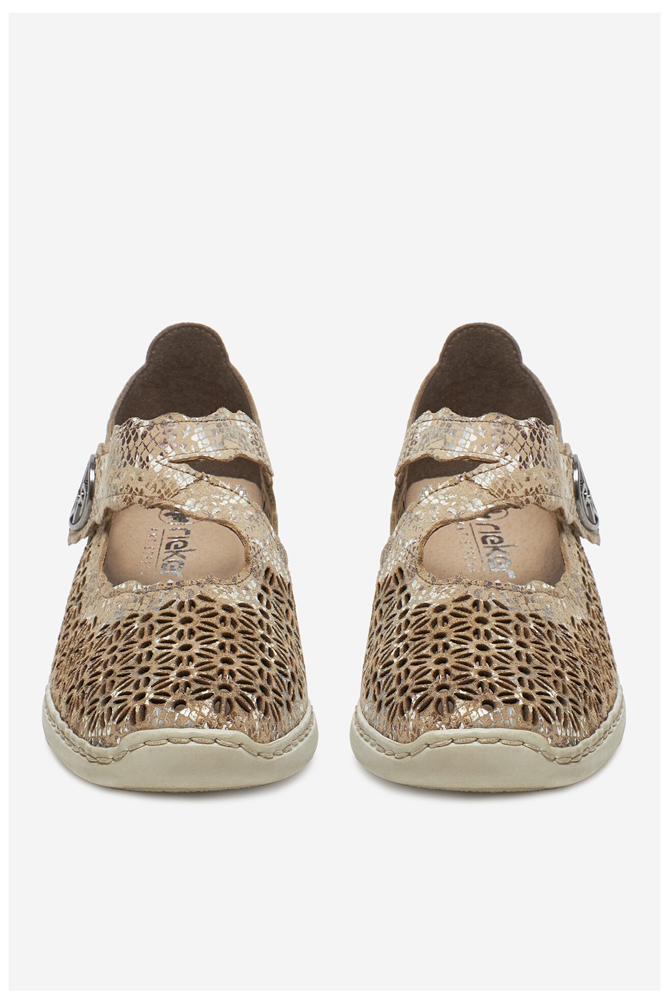 Baleriny Rieker 413G4-90 Złoty