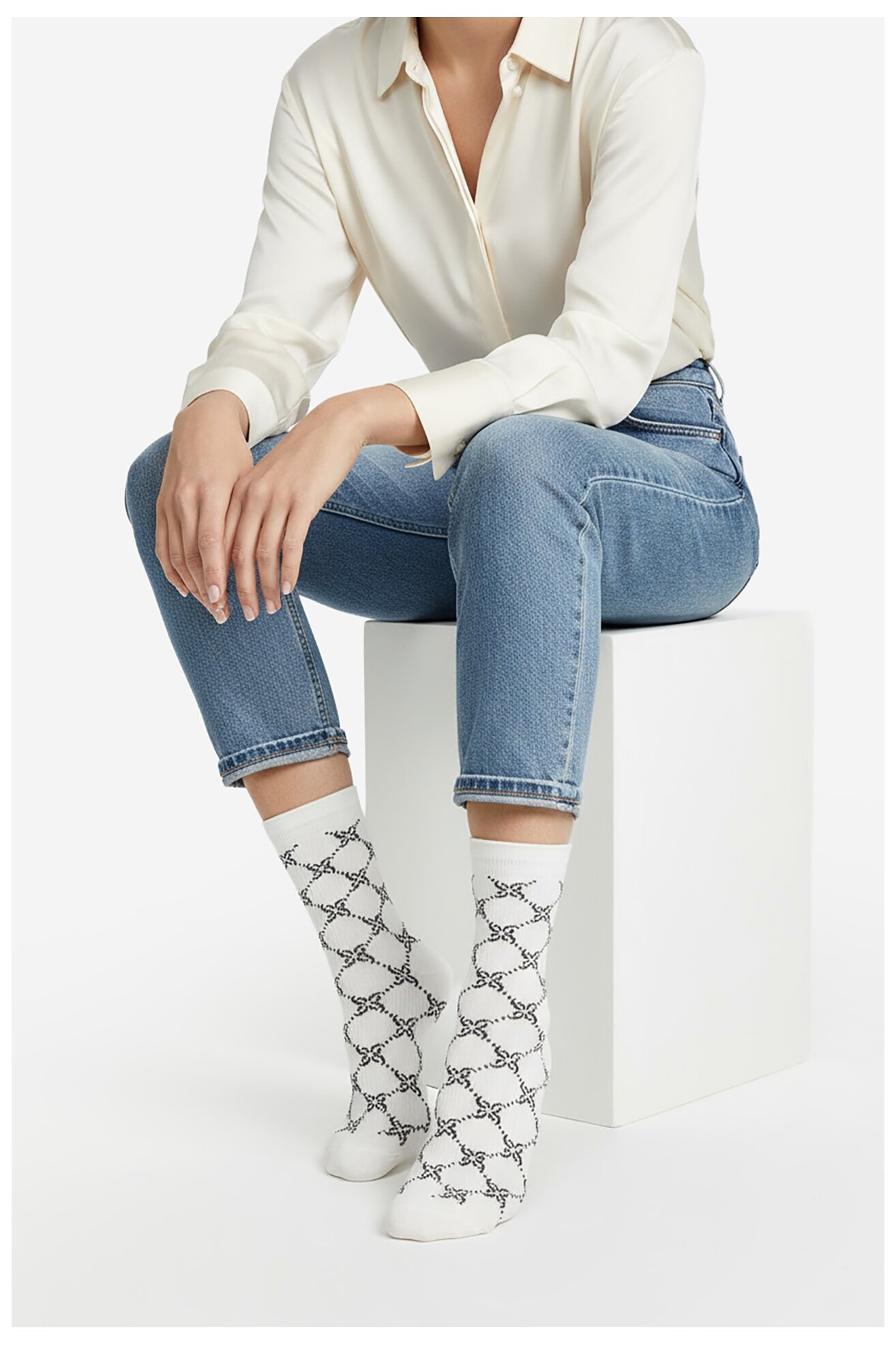 Skarpetki NINE WEST CEO_BR_NW_SILVER_01_Z_AW25 (3 PACK) Biały