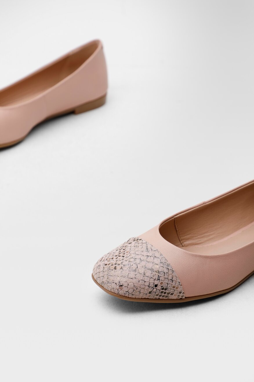 Lasocki - Skórzane baleriny różowe - 5904248454494