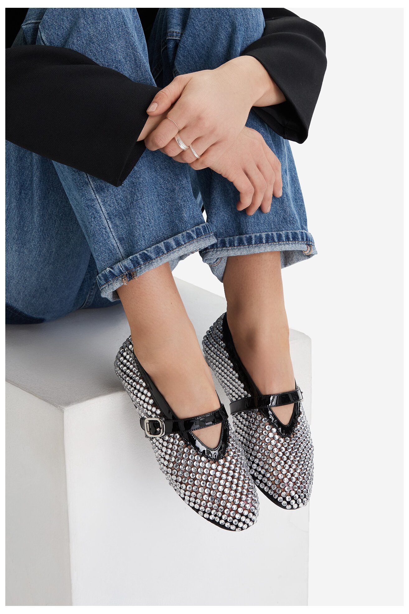 Baleriny EVA MINGE EO-ROSA-0516-205 Czarny