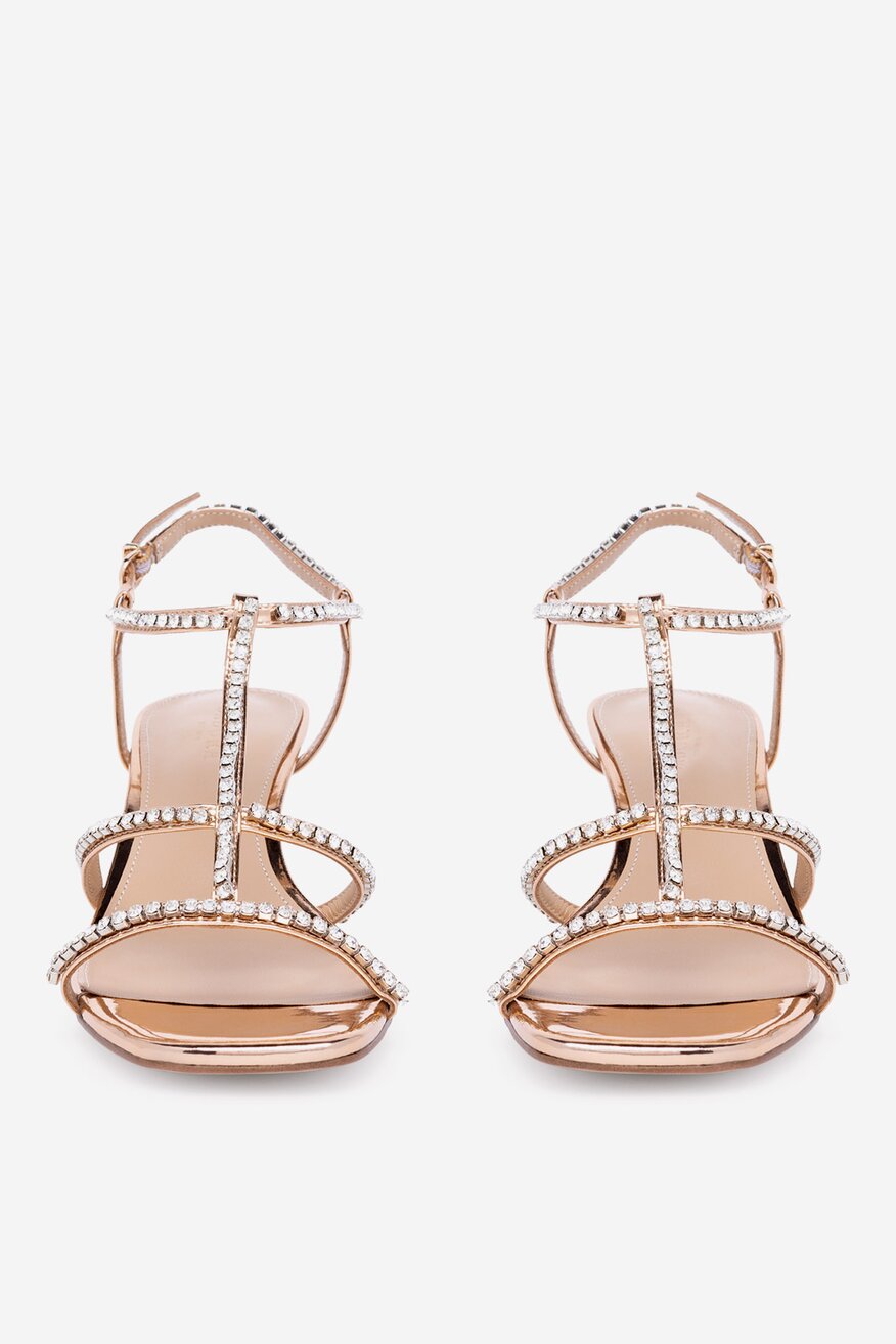 Badura - Sandały skórzane na obcasie - 5905588374367