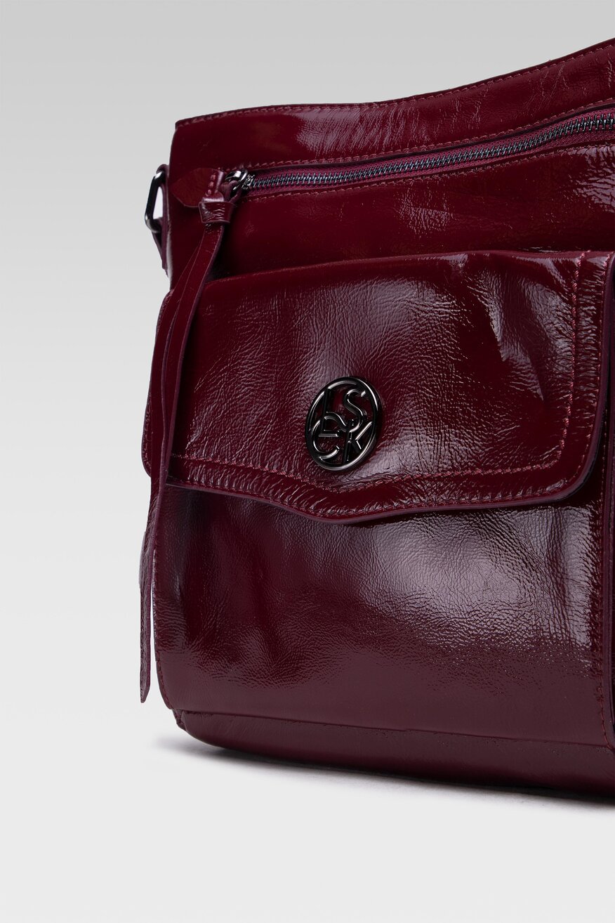 
                Lasocki - Torebka listonoszka skórzana bordowa - 5904248087548