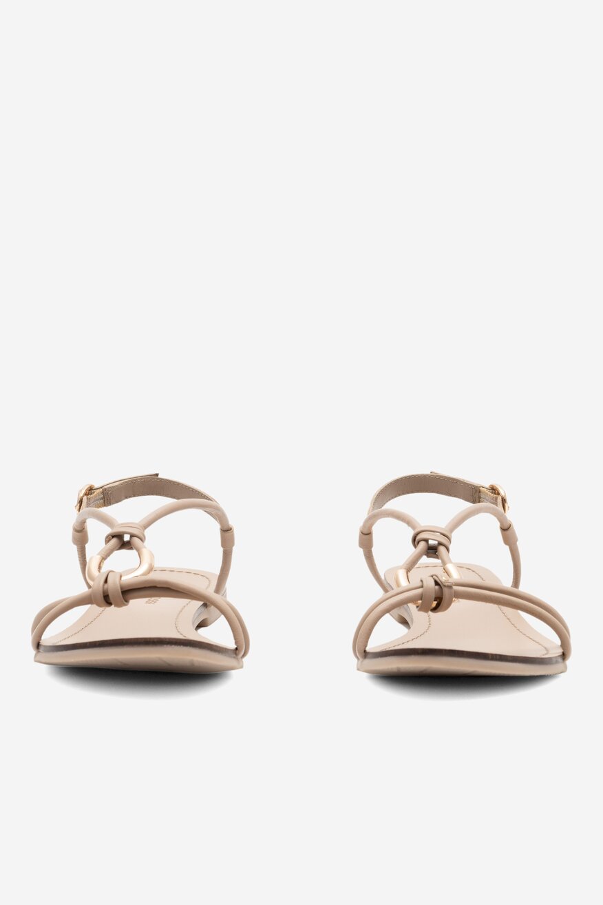 Gino Rossi - Skórzane sandały beżowe - 5904862657738