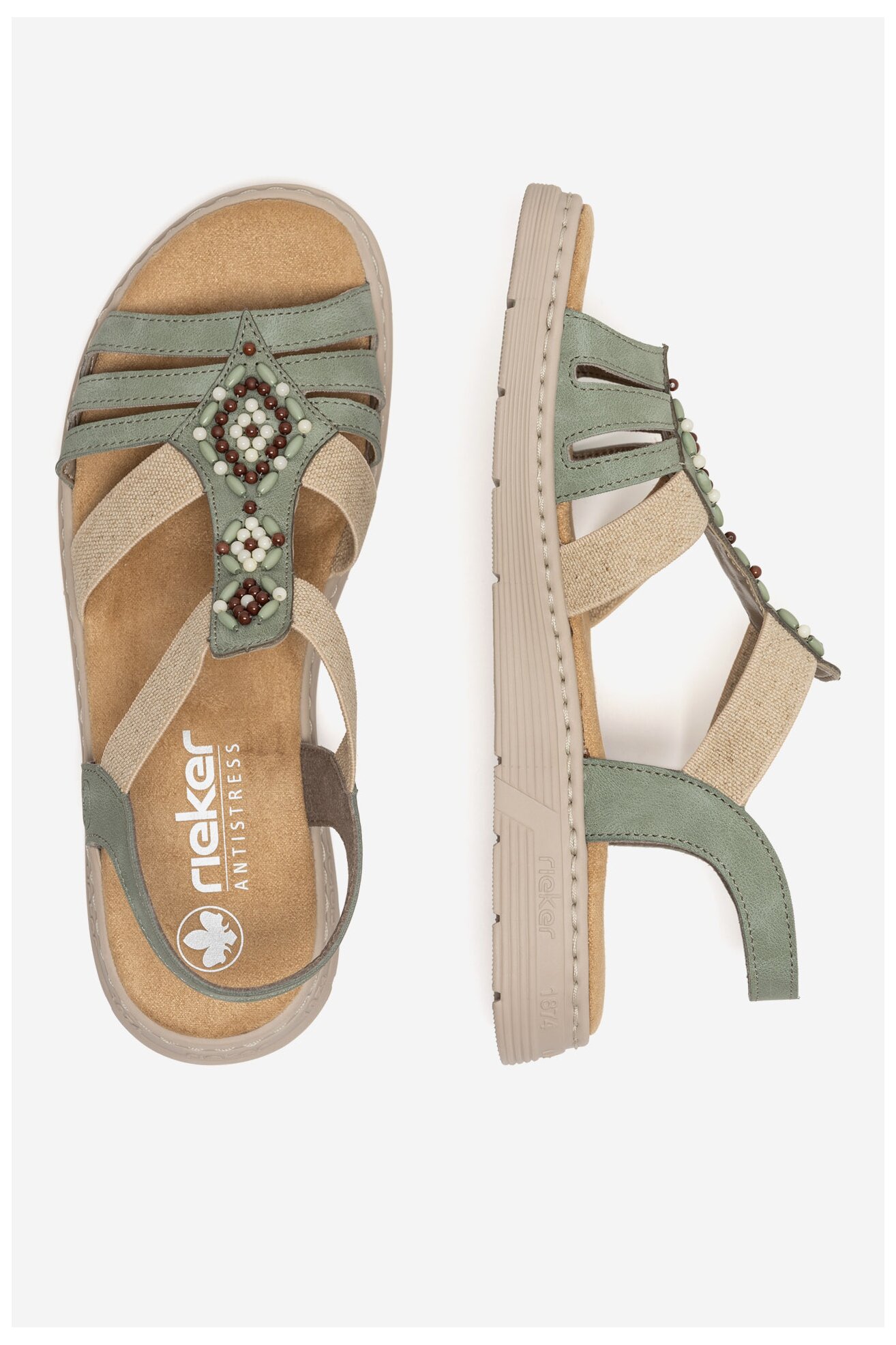 Sandały Rieker V9120-52 Zielony