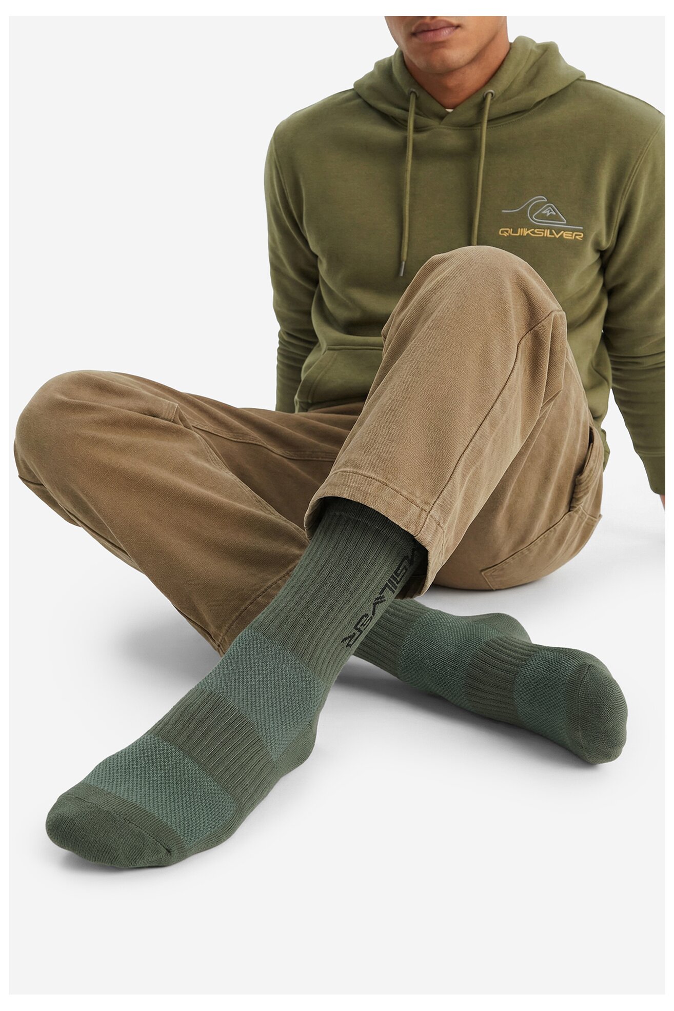 Zokni QUIKSILVER AS_QUIKSILVER_100W_SS25 (3-PACK) OLAJZÖLD