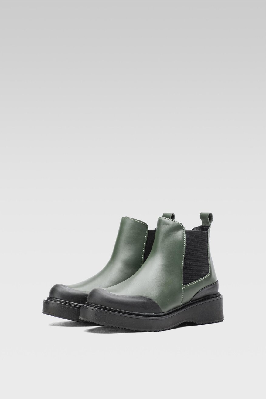 
                Lasocki - Skórzane botki zielone - 5904248877323