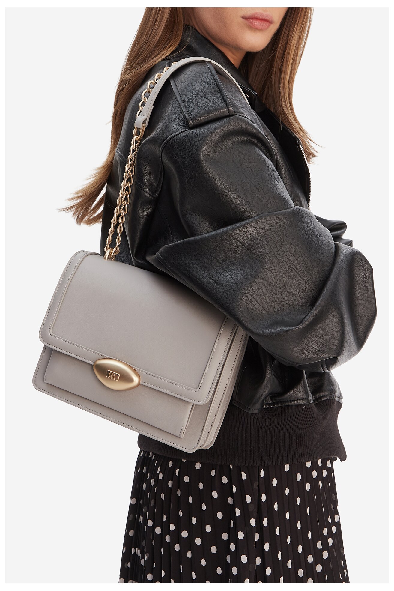 Сумка З Ремінцем Gino Rossi EO-KY129 СВІТЛО-СІРИЙ