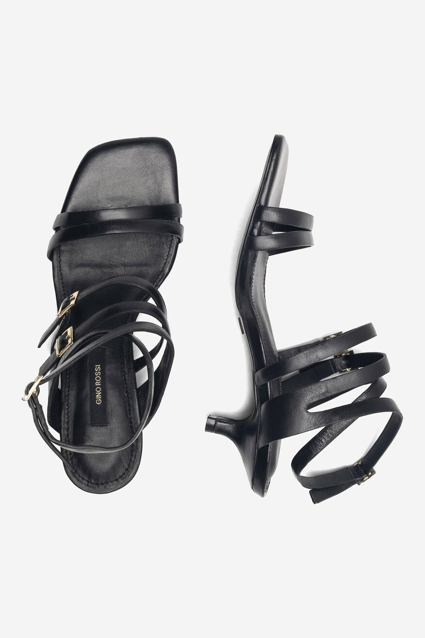 Gino Rossi - Skórzane sandały czarne - 5904862814414