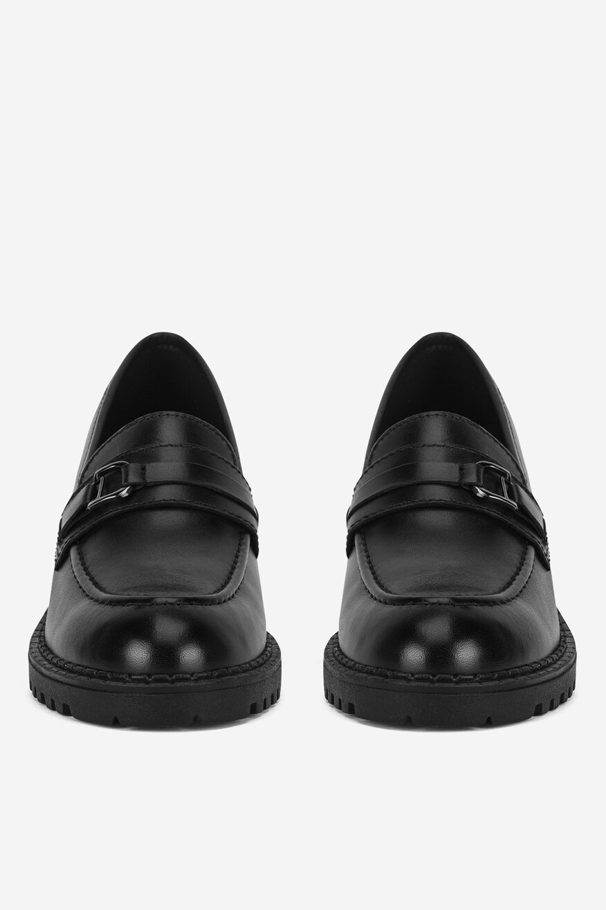 Lasocki - Loafersy skórzane na obcasie - 5905588737049