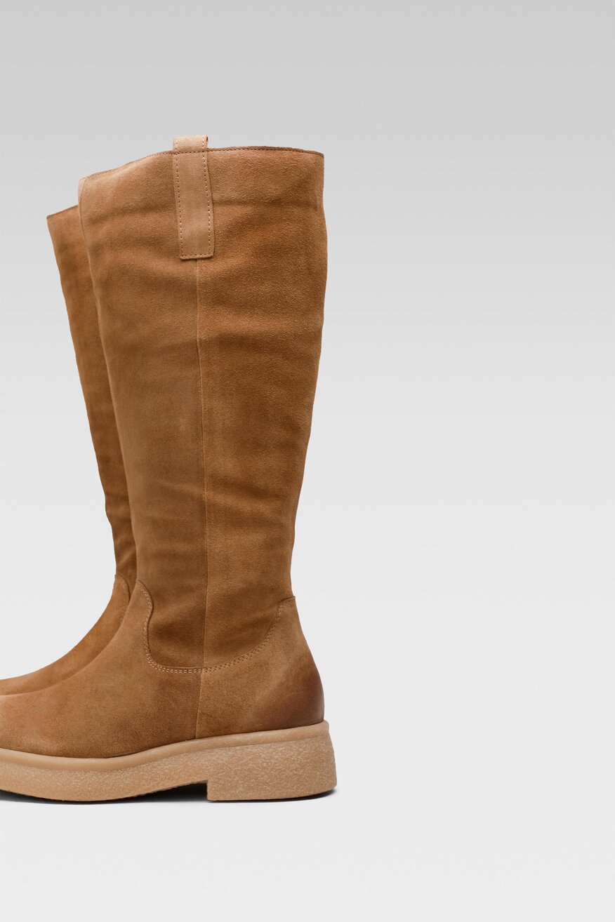 Lasocki - Skórzane kozaki beżowe - 5904248890674