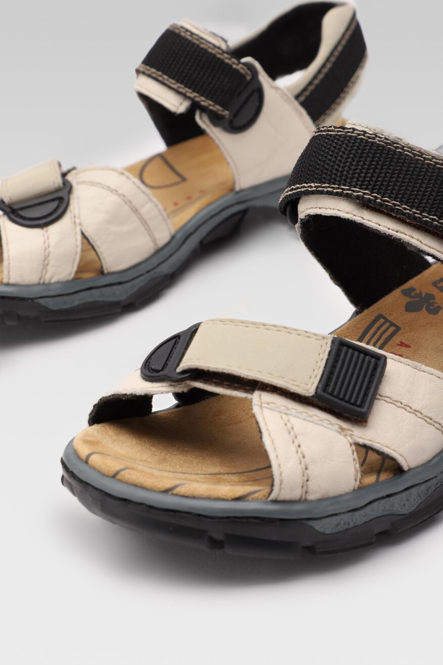 
                Rieker - Skórzane sandały beżowe - 5903698651040