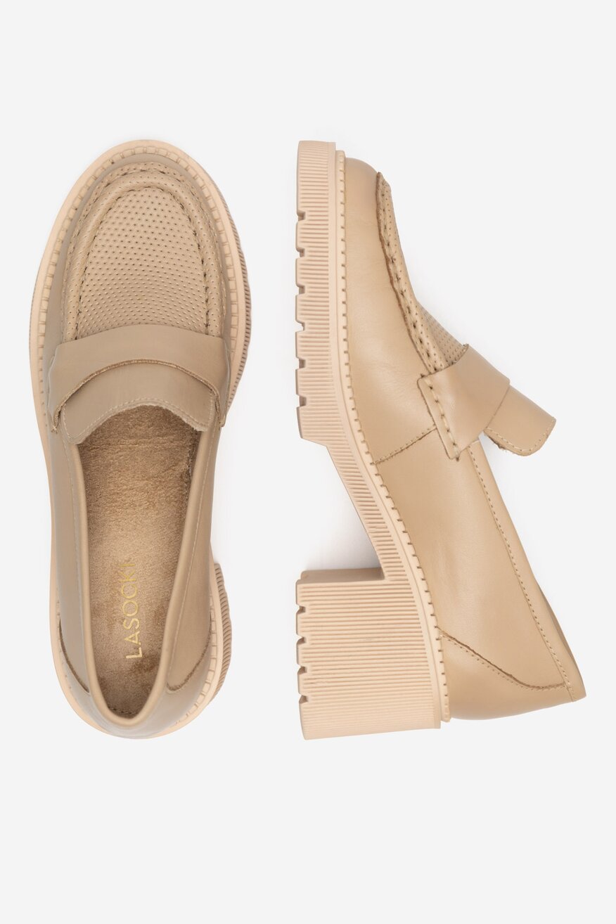 
                Lasocki - Loafersy skórzane na obcasie - 5905588650690