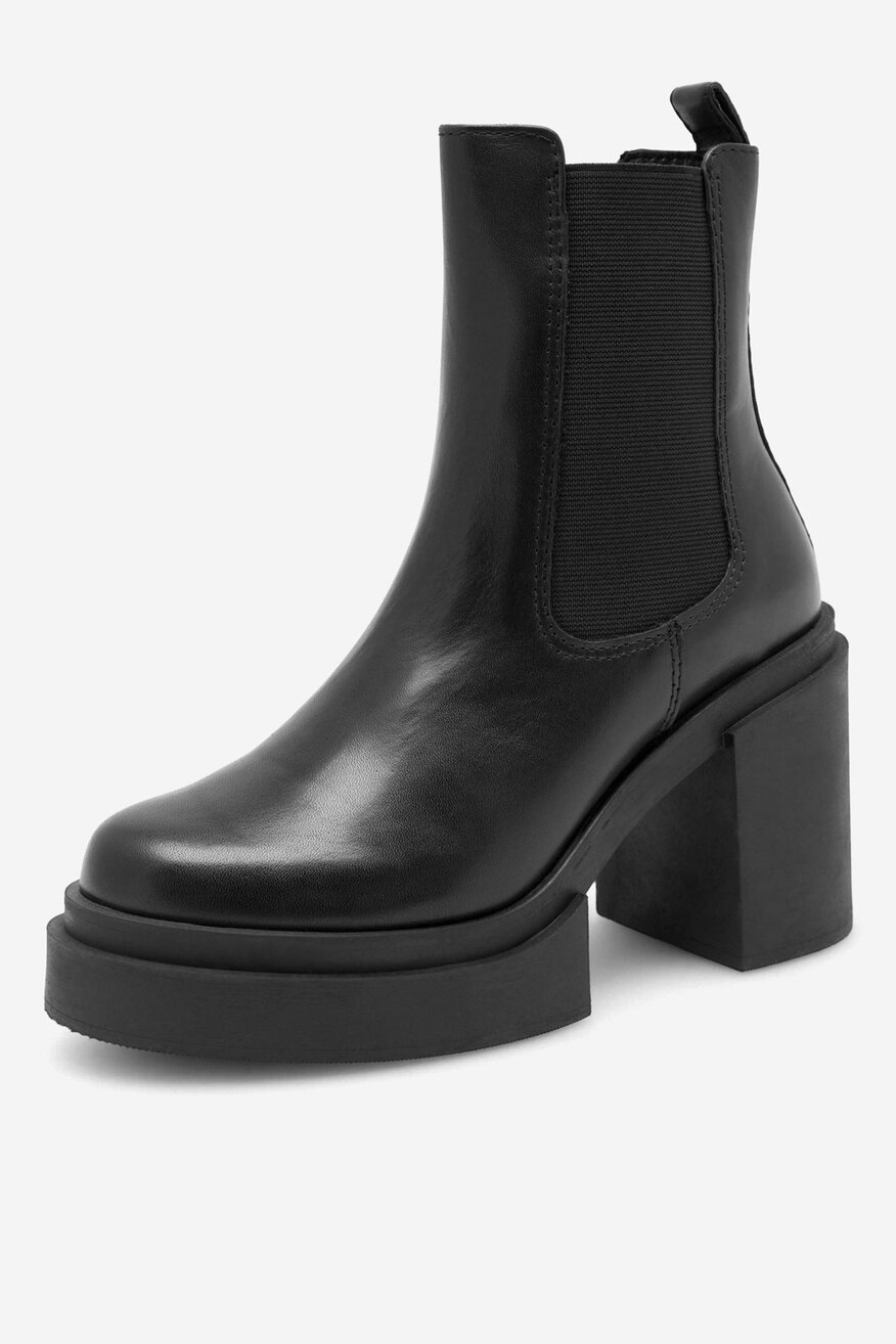 Badura - Botki skórzane na słupku - 5905588109488
