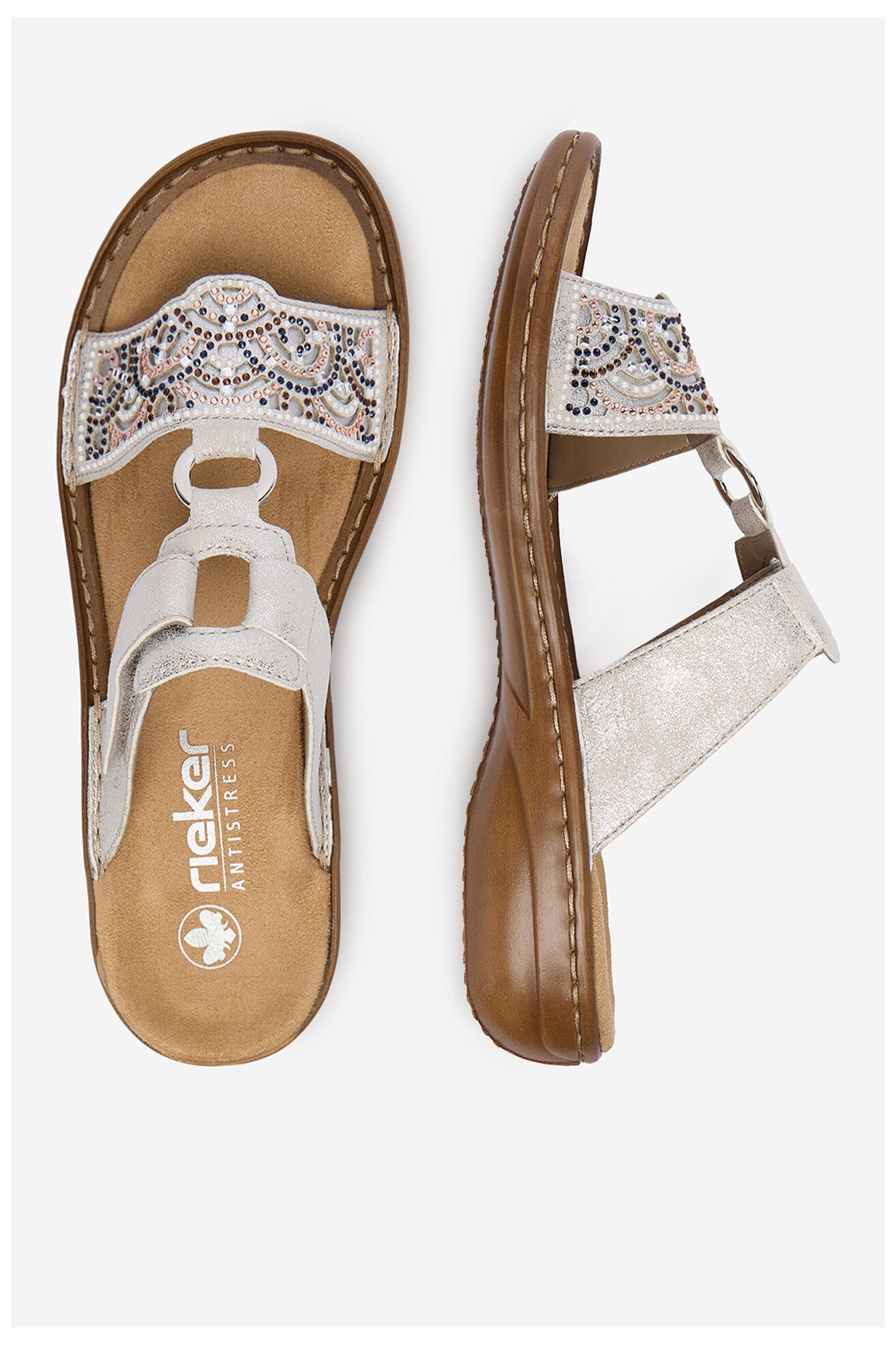 Klapki Rieker CEO-608K2-40 Srebrny