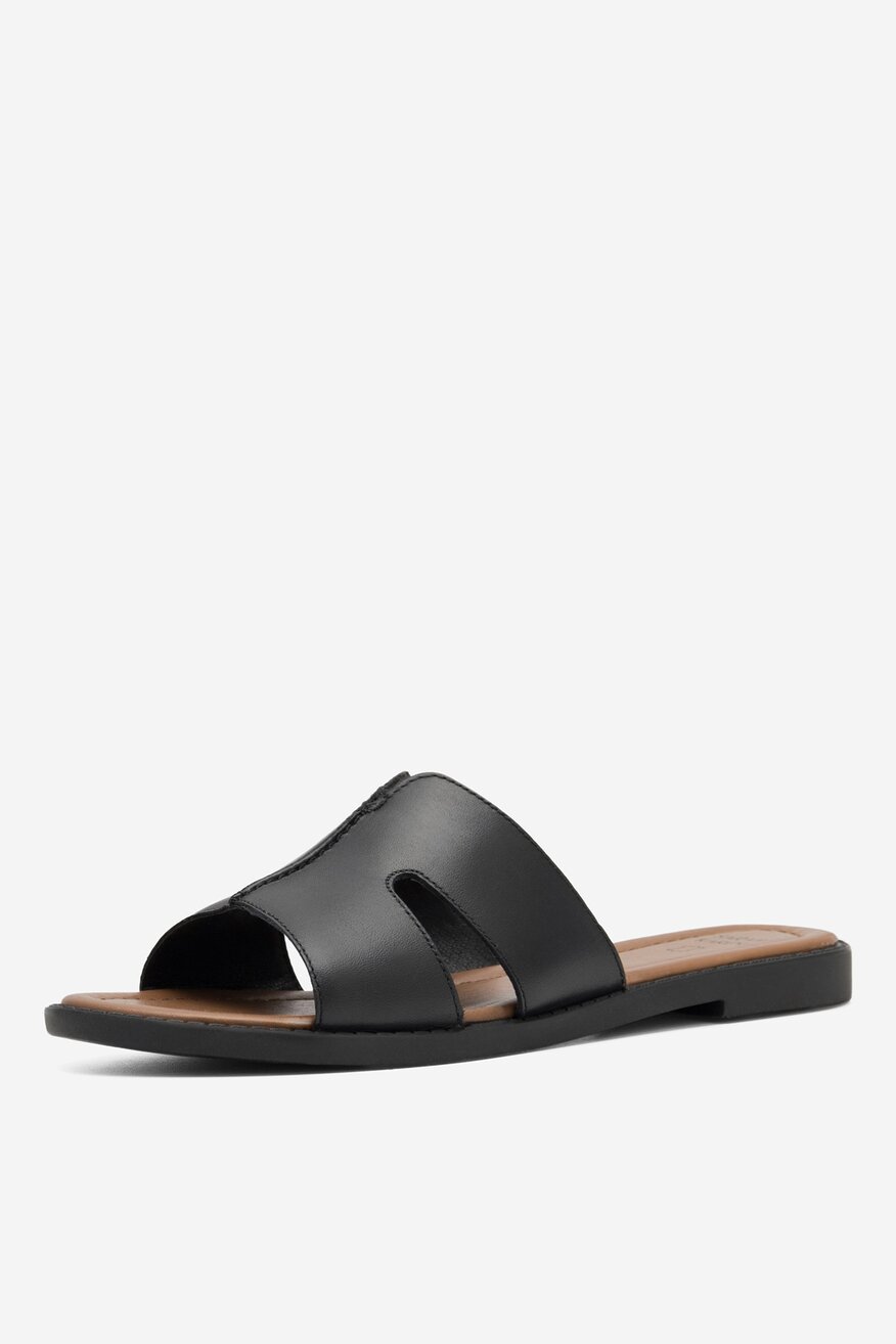 Sarah Karen - Skórzane klapki czarne - 5904862808697