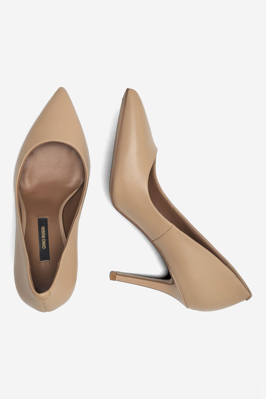 
                Gino Rossi - Skórzane czółenka beżowe - 5904862634241