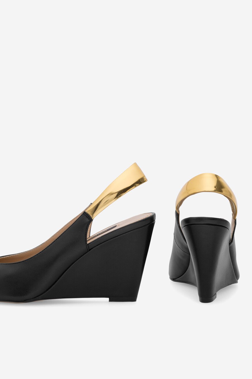 
                Gino Rossi - Czółenka skórzane na koturnie - 5905588484028