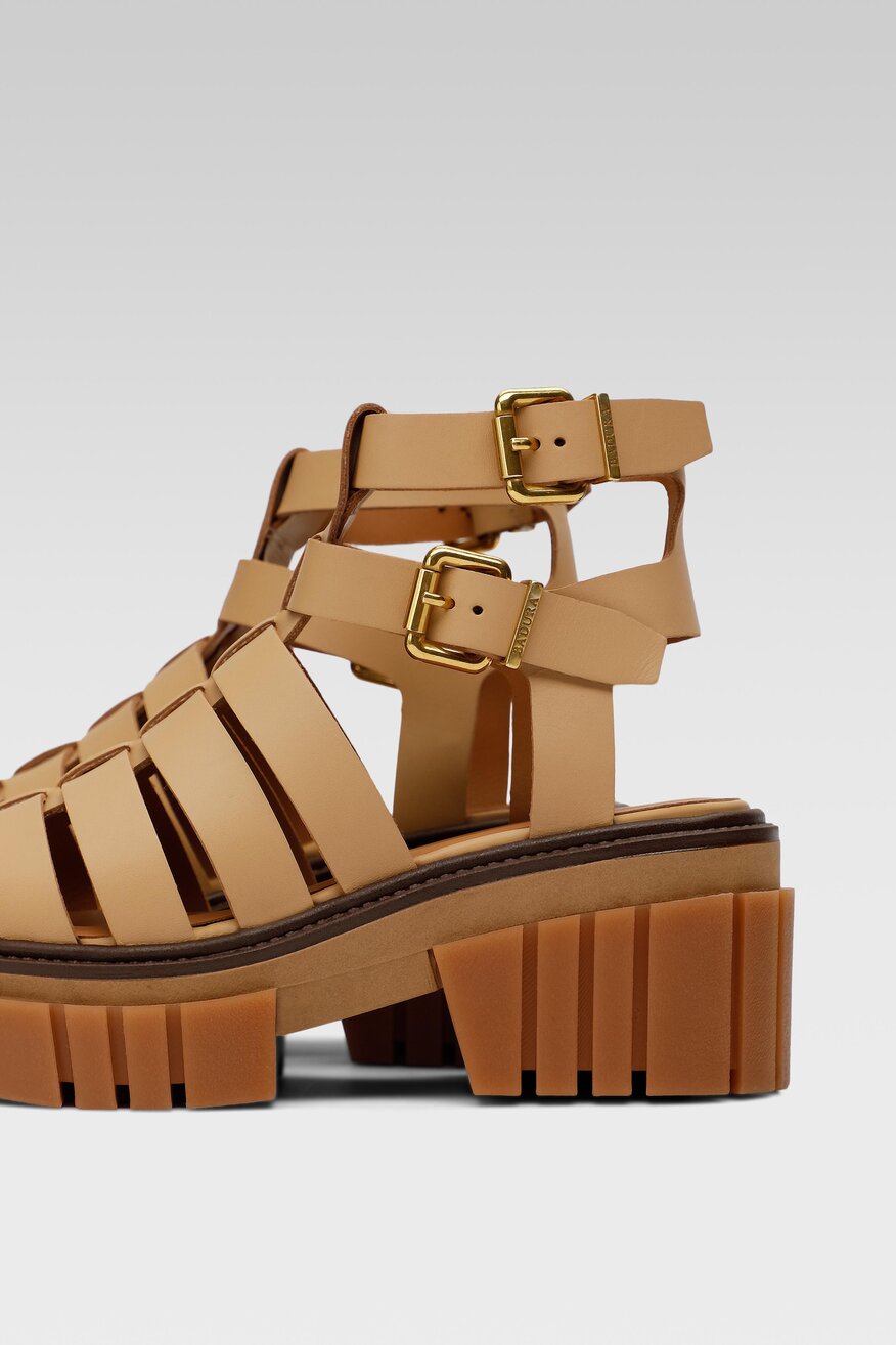 Badura - Sandały skórzane na platformie - 5904248565695
