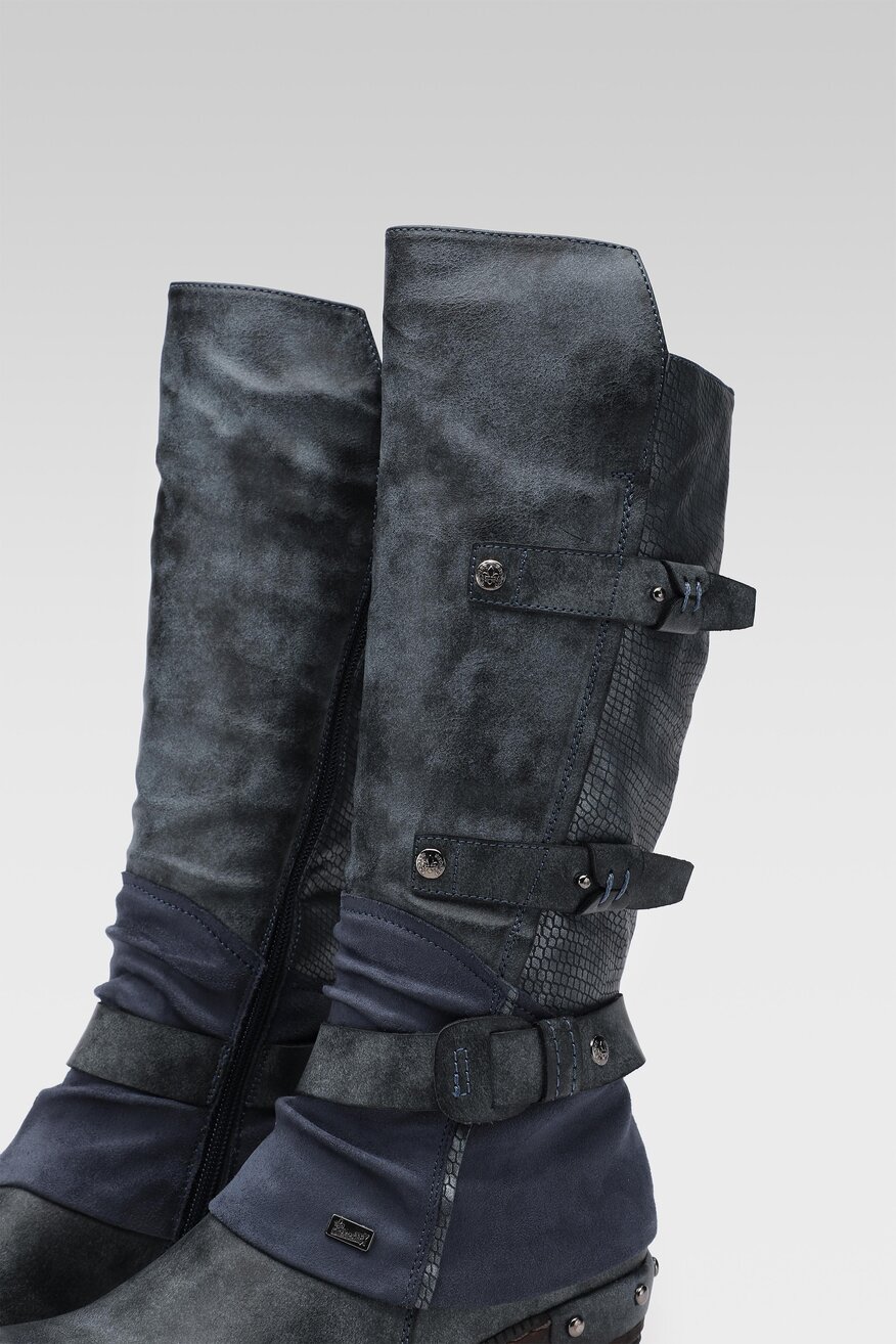 
                Rieker - Kozaki na obcasie szare - 5903698969435