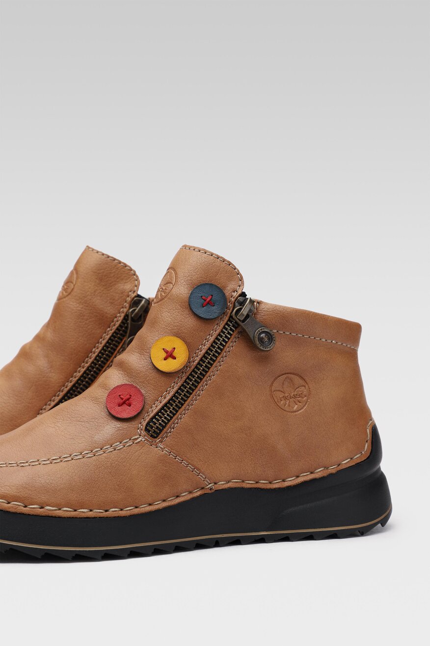 Rieker - Botki brązowe z suwakiem - 5903698970226