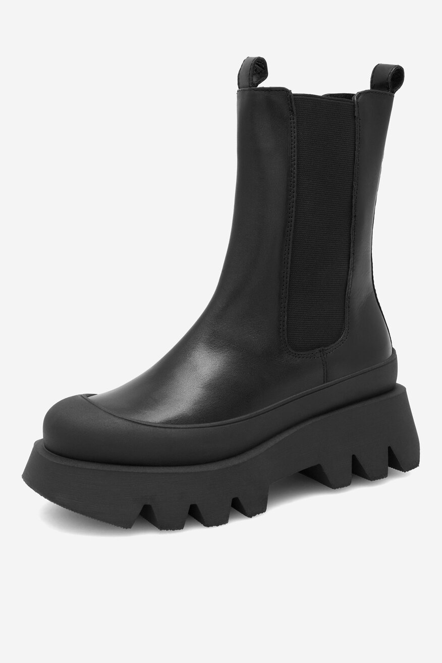 Badura - Botki skórzane na platformie - 5905588109600