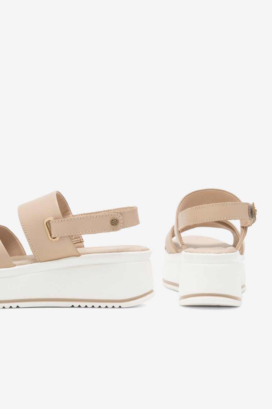 Lasocki - Skórzane sandały beżowe - 5904862837918