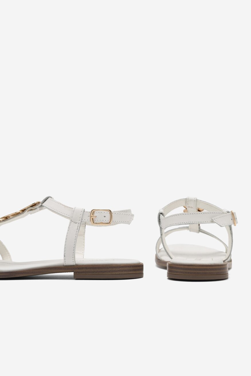 Lasocki - Skórzane sandały białe - 5904862804354