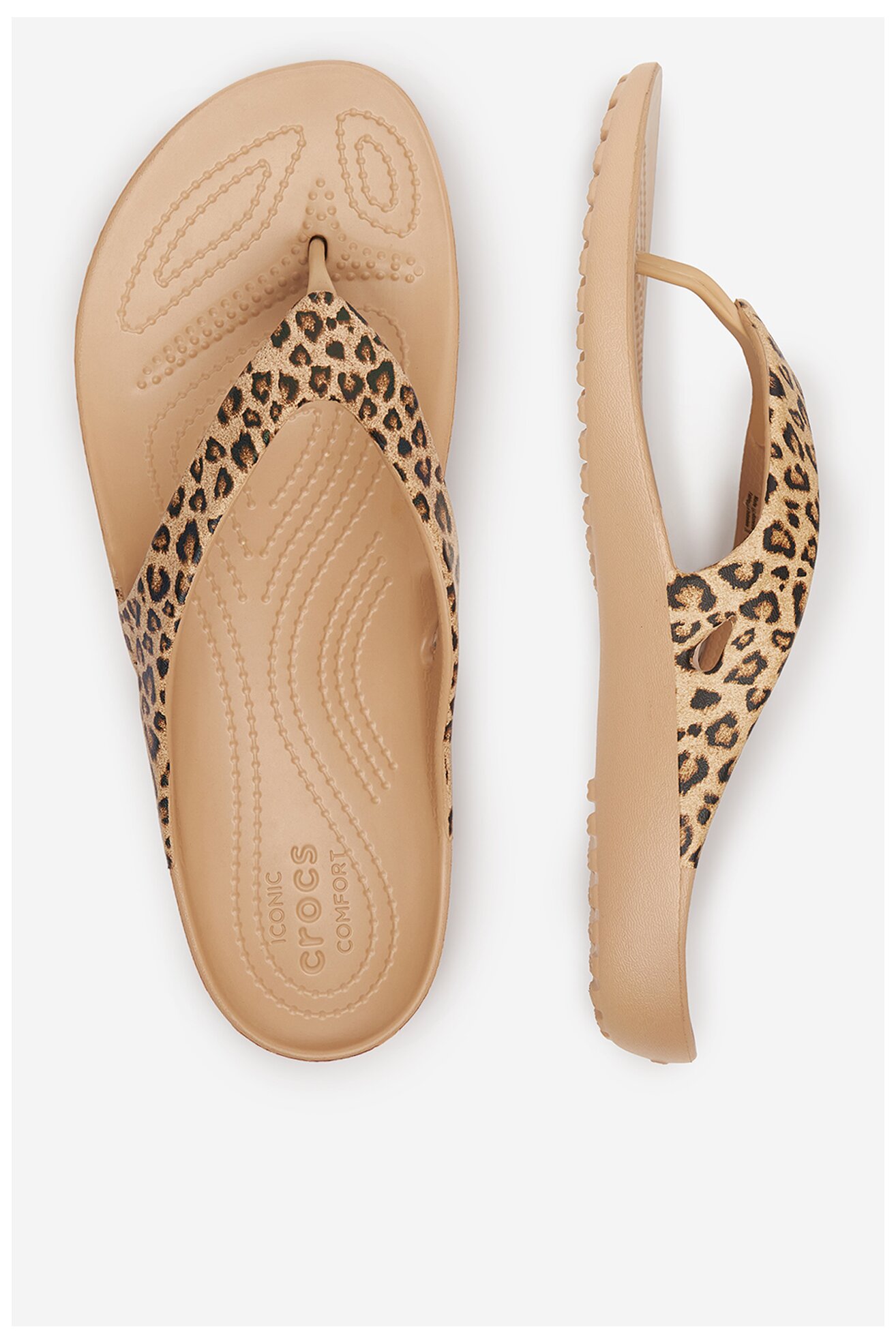 Klapki basenowe Crocs KADEE II LEOPARD FLIP W 206398-98R Złoty