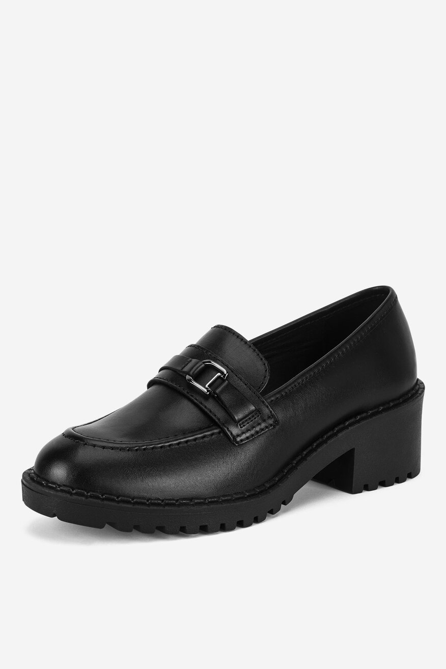 Lasocki - Loafersy skórzane na obcasie - 5905588737049
