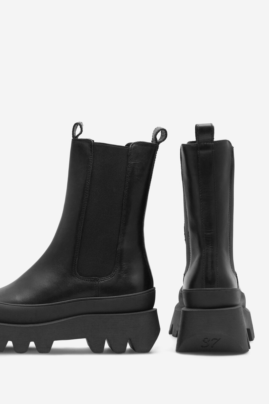 Badura - Botki skórzane na platformie - 5905588109600