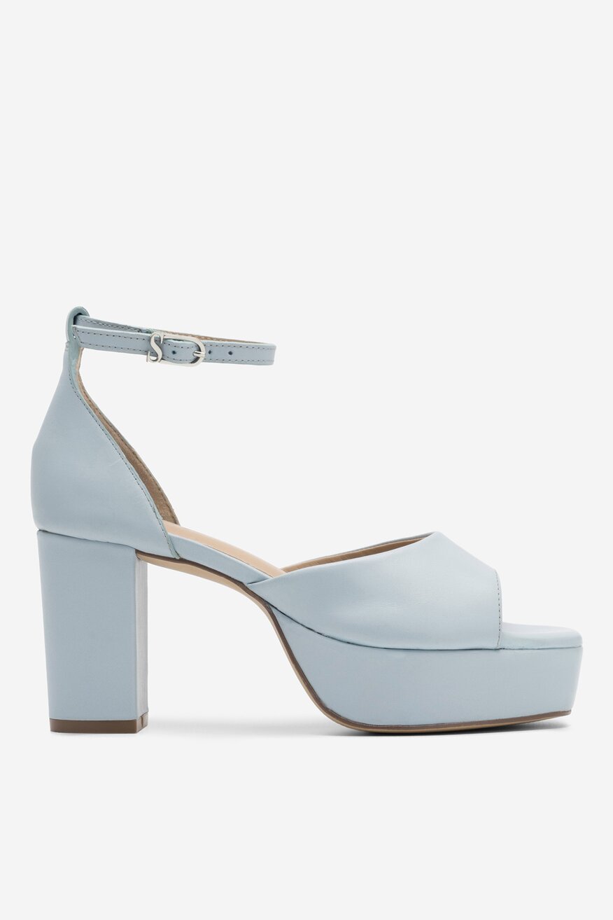 
                SIMPLE - Skórzane sandały niebieskie - 5904862795218