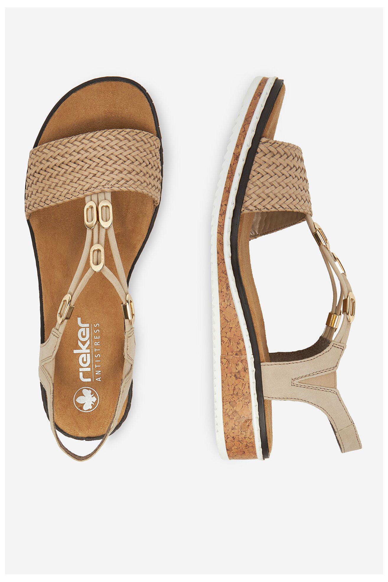 Sandały Rieker V3662-62 Beżowy