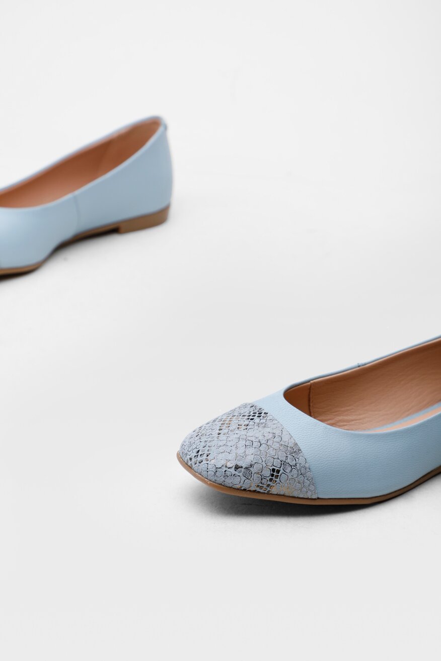 Lasocki - Skórzane baleriny niebieskie - 5904248454531