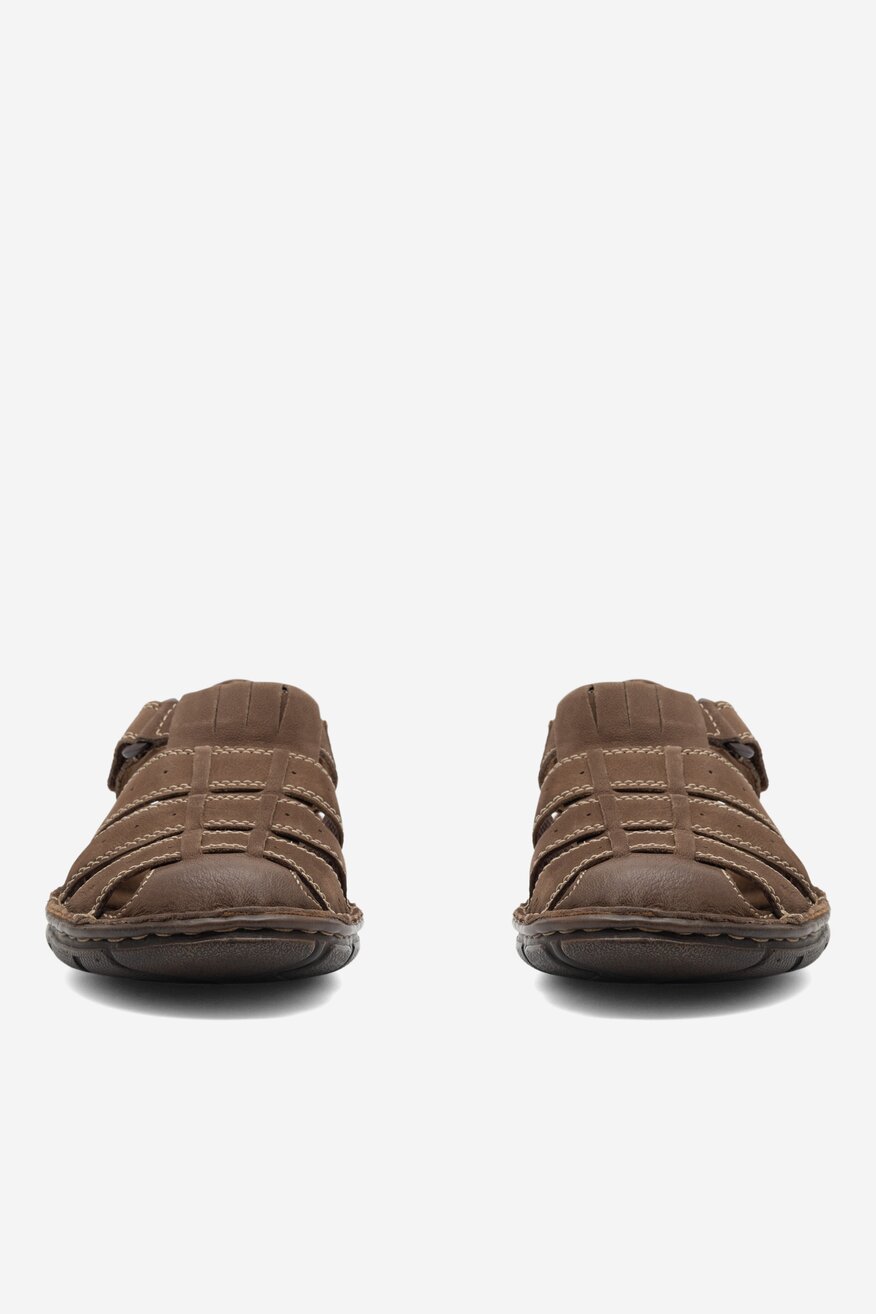 Cesare Cave - Skórzane sandały brązowe - 5904862909189