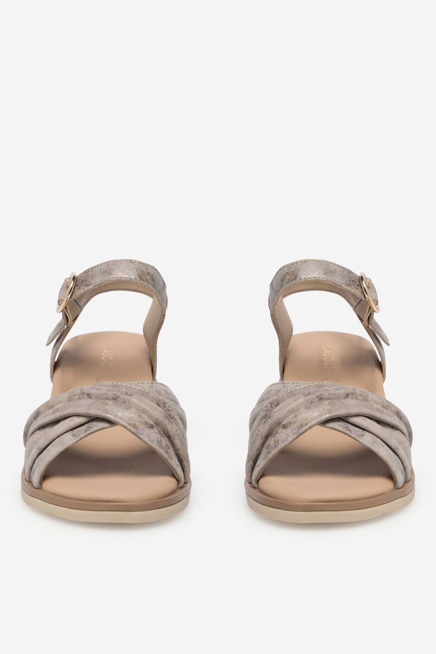 Lasocki - Sandały skórzane na koturnie - 5905588519621