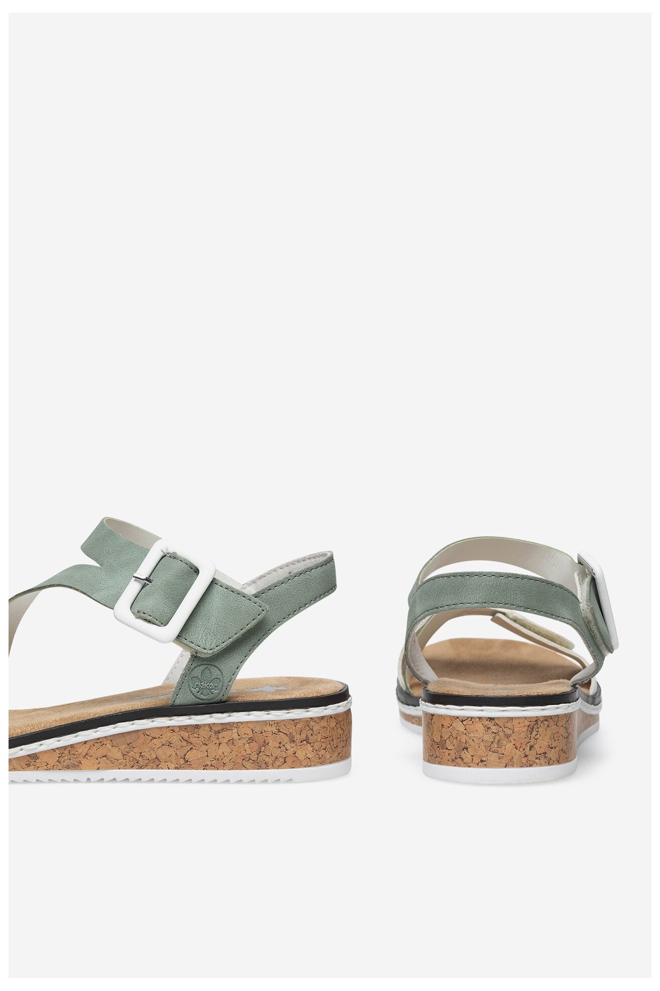 Rieker V3660-60 Nude Weiss | sandale compensées blanc beige printemps
