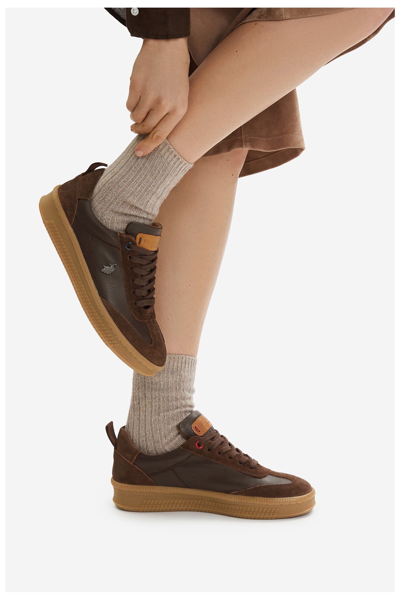 Sneakers U.S. POLO ASSN. EO-YANA001W/6SL1 Brązowy ciemny