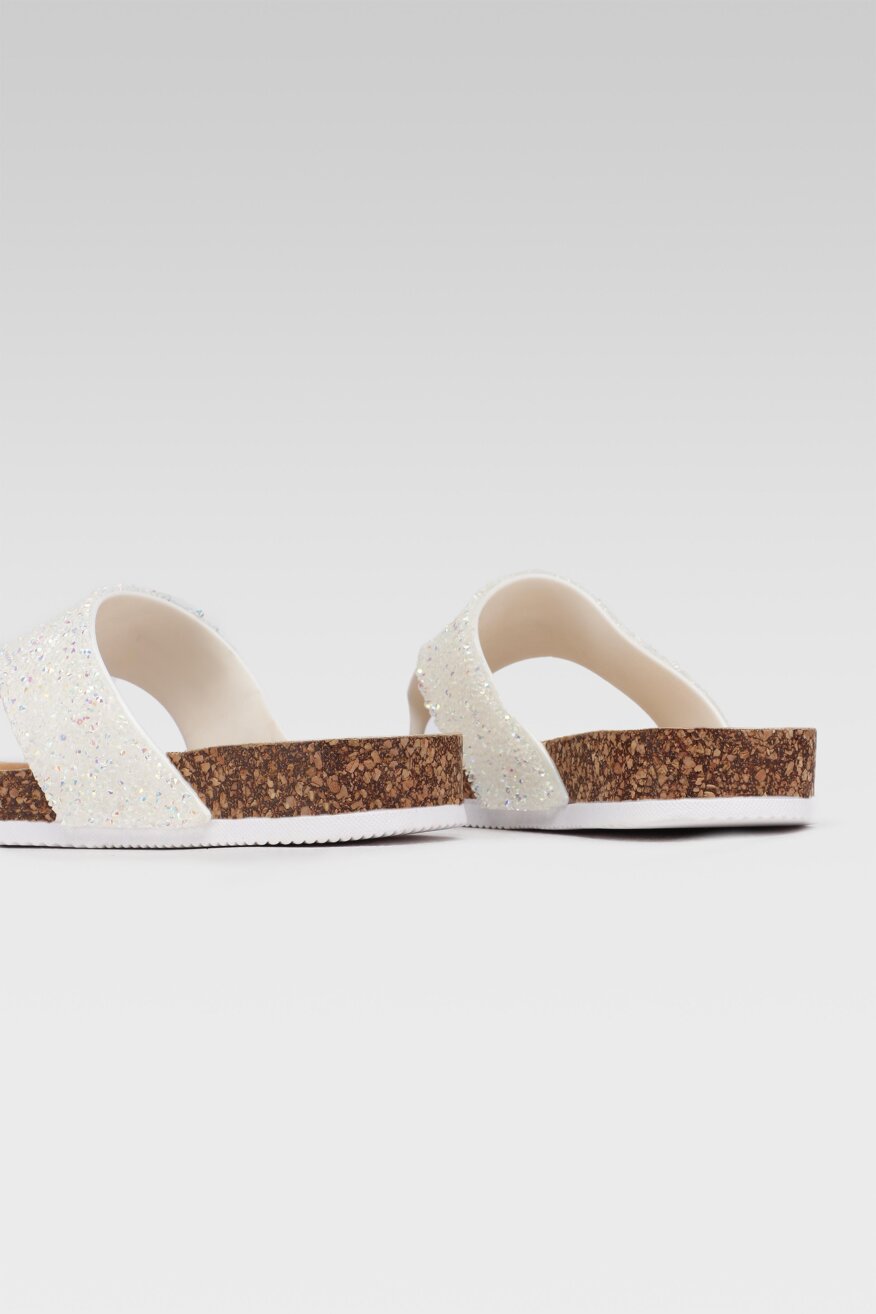 
                Bassano - Japonki z efektem glitter białe - 5903698684055