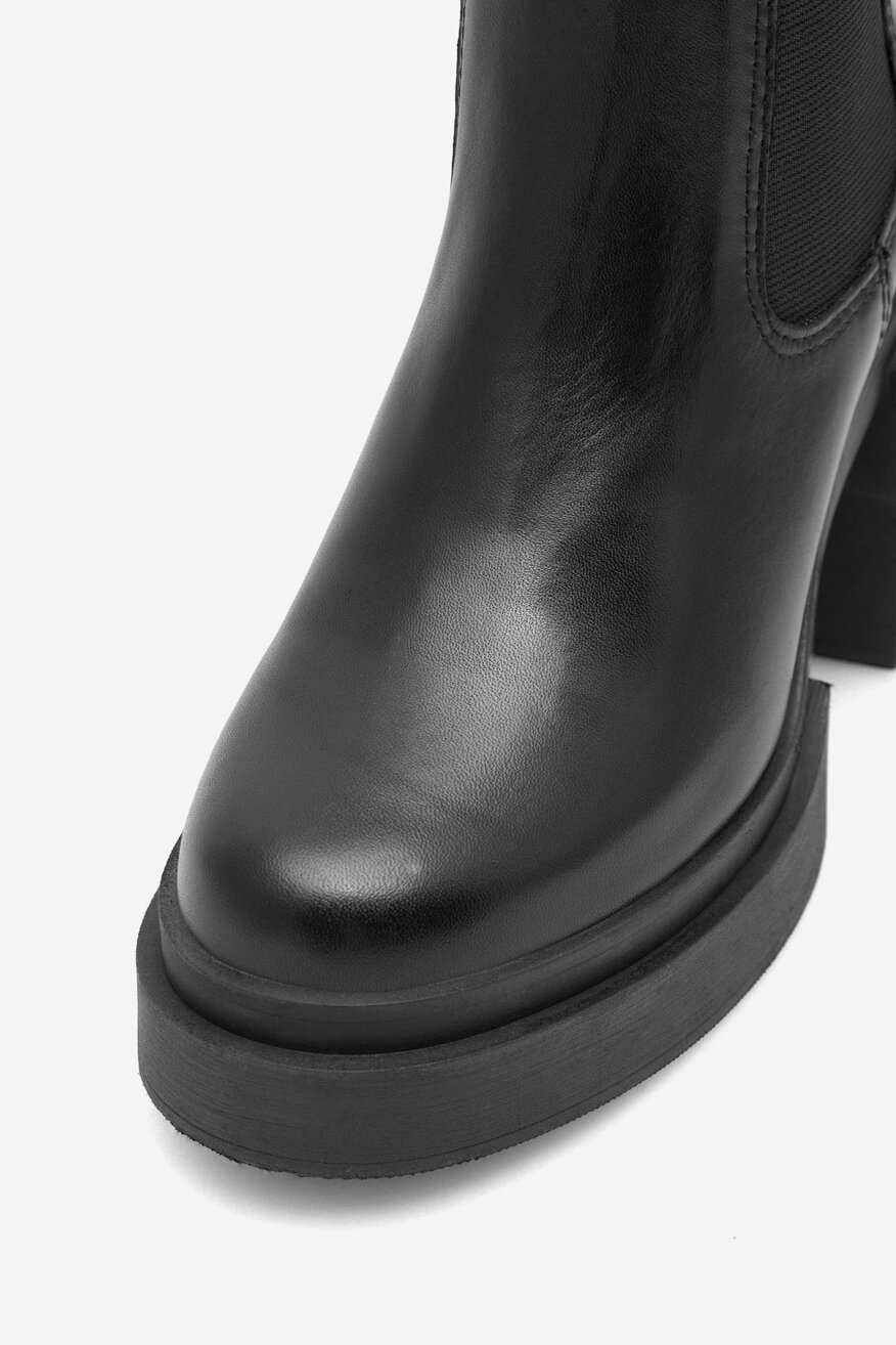 Badura - Botki skórzane na słupku - 5905588109488