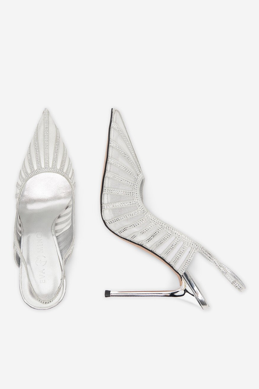Pantofi cu toc EVA MINGE ARGINTIU - 5906751342855