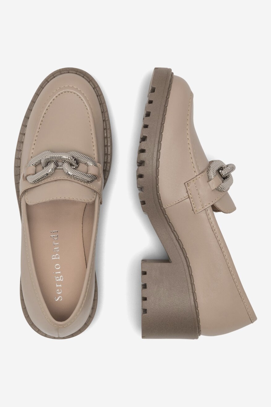 Sergio Bardi - Loafersy skórzane na obcasie - 5905588346241