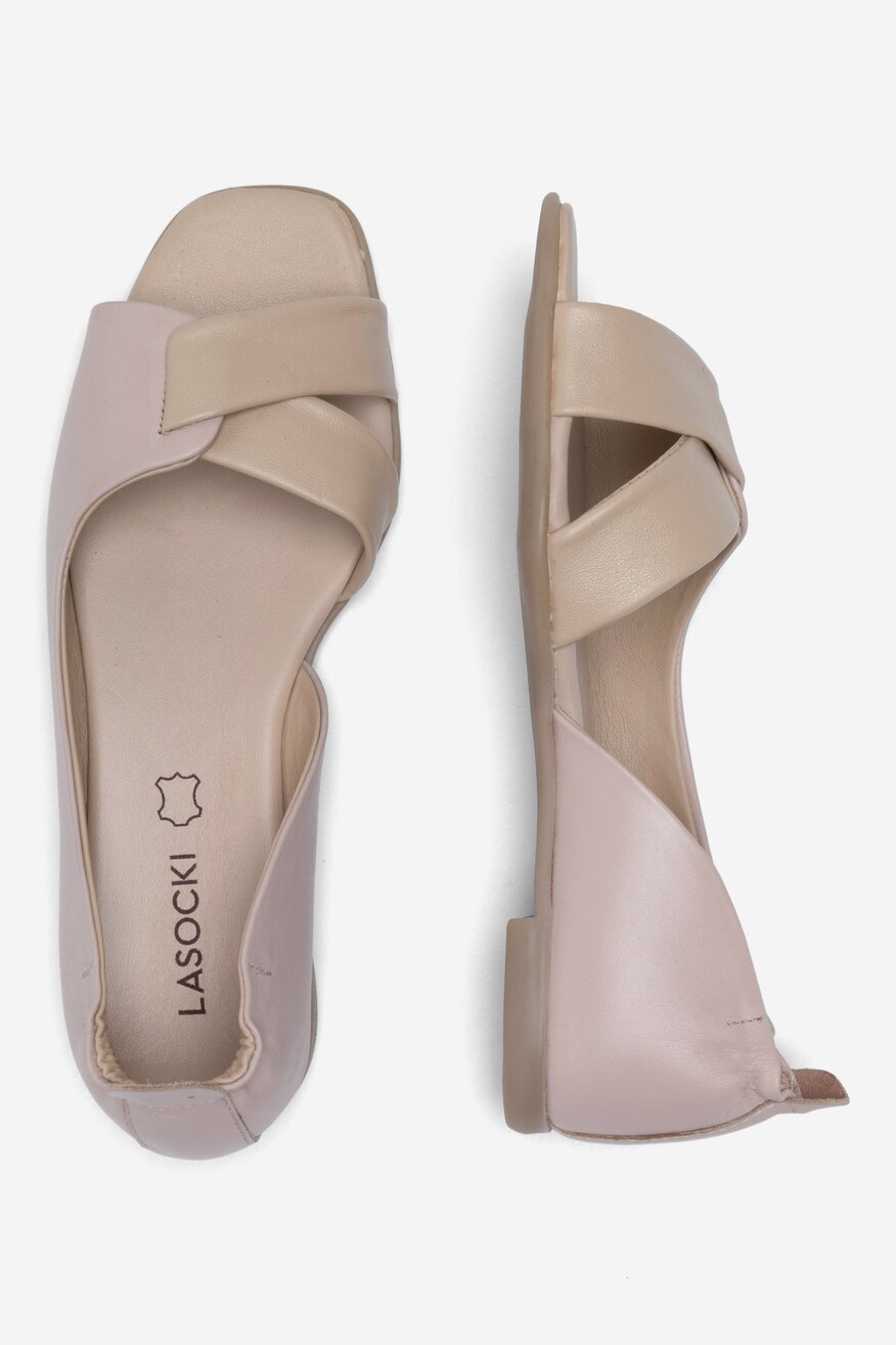 
                Lasocki - Skórzane baleriny z odkrytymi palcami - 5904862809182