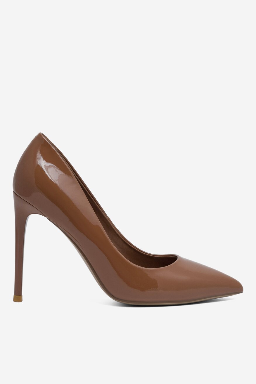 Badura - Skórzane czółenka brązowe - 5904862636542