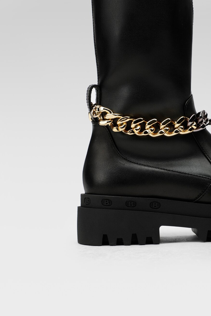 Badura - Skórzane botki czarne - 5904862145426