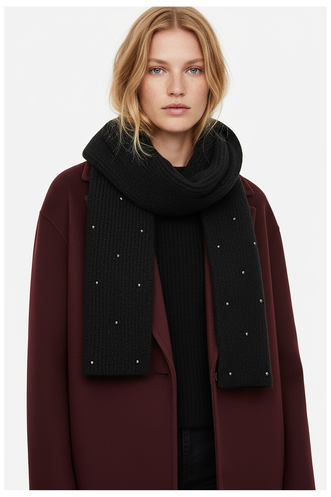 Дамски шал NINE WEST CEO-NW-W4-001-AW25 ЧЕРЕН