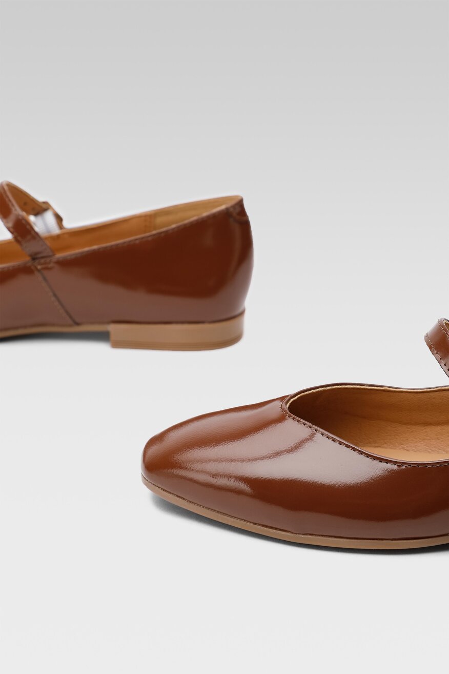 Lasocki - Skórzane baleriny brązowe - 5904248968878