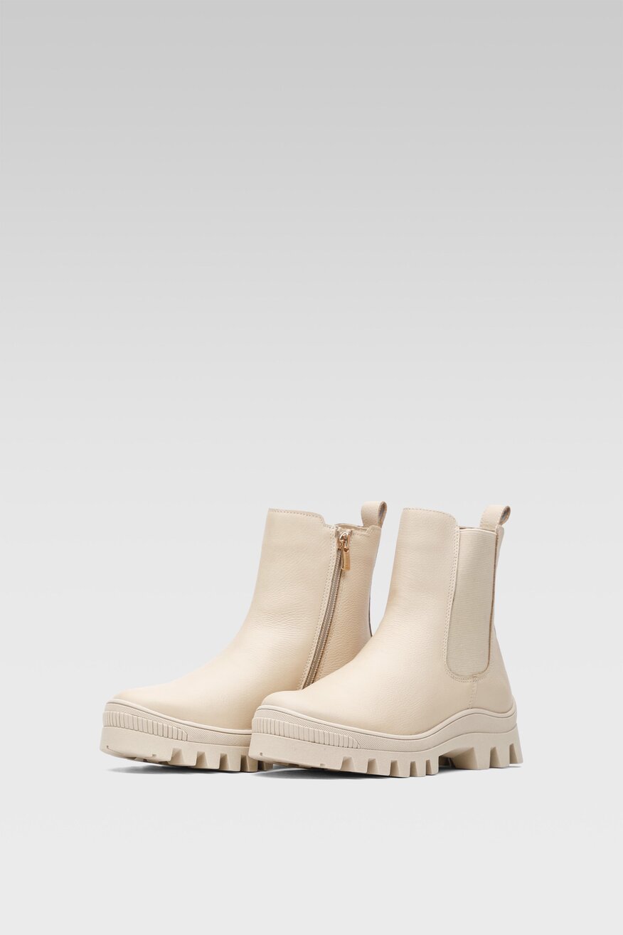 
                Lasocki - Skórzane botki beżowe - 5904862466057