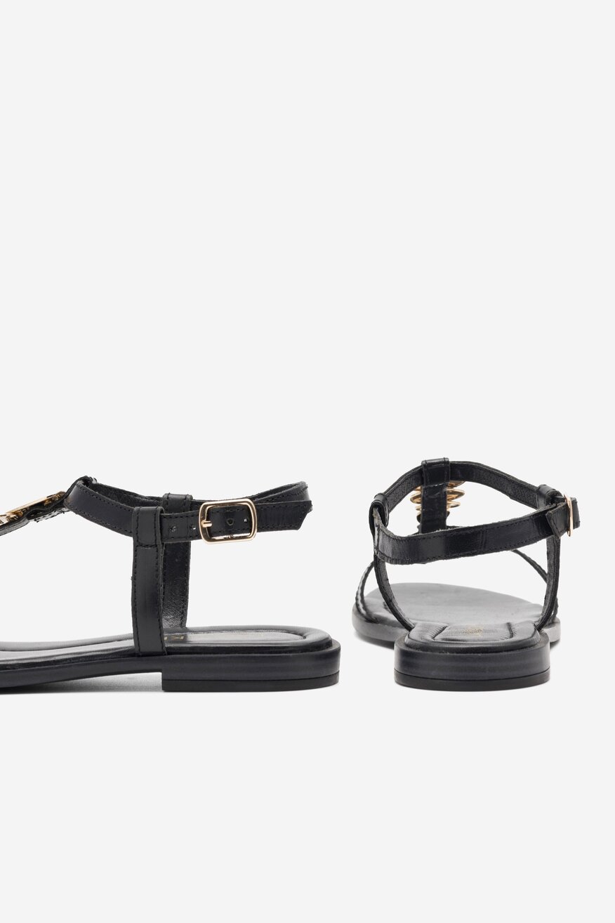 Lasocki - Skórzane sandały czarne - 5904862804378