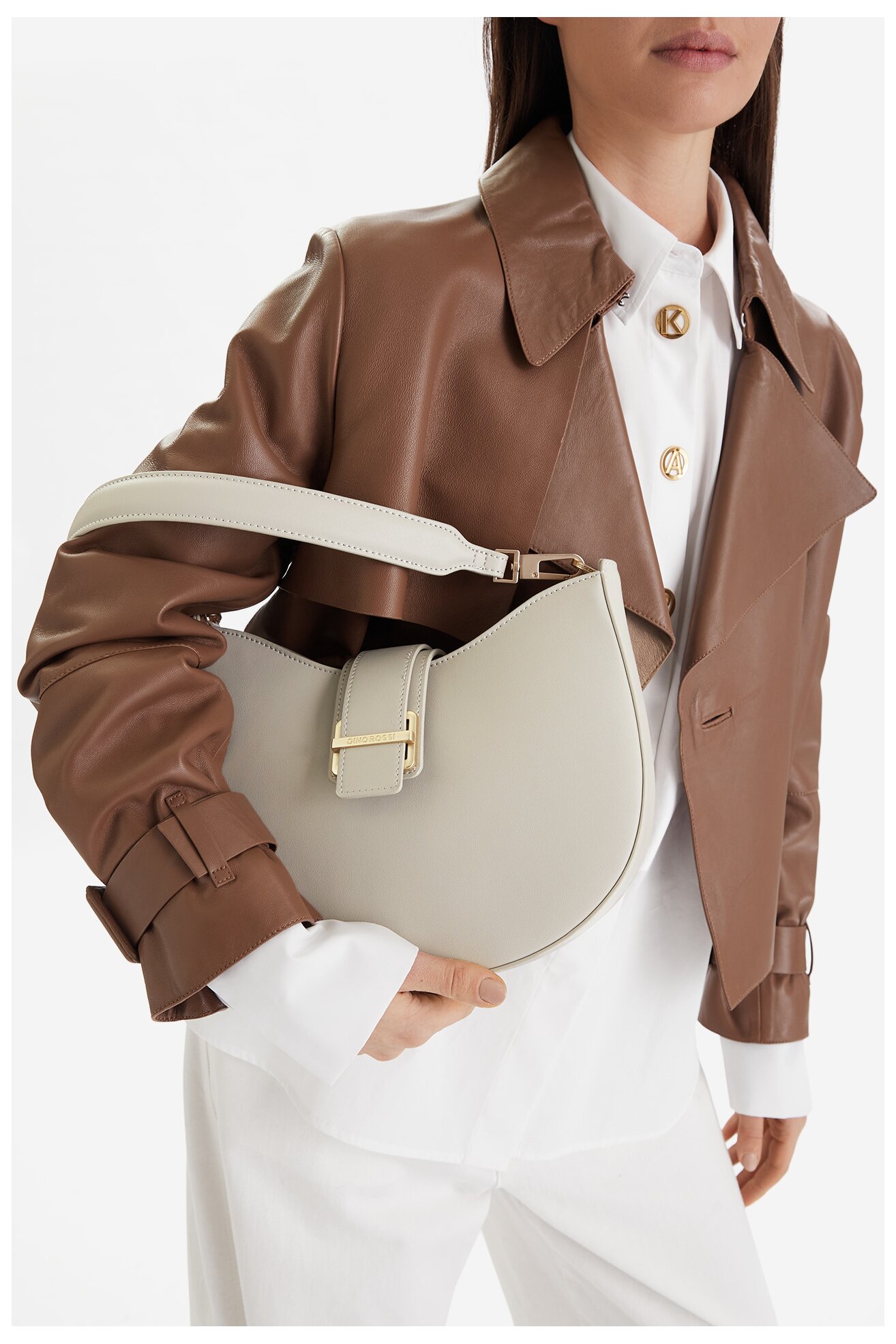 Дамска чанта Gino Rossi 1-2 СВЕТЛОСИВ