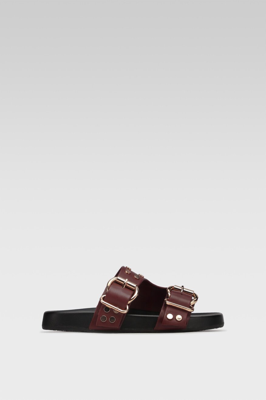 
                Gino Rossi - Skórzane klapki z aplikacją - 5903419582899